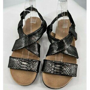 Naturalizer Ainsley Pewter Snake Print Open Toe Casual Slingback Sandals 8.5M